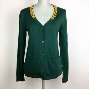 Kate Spade M Wool Cardigan Emerald Green Jeweled